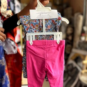 Flowery gown with headband and pink leggins