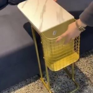 INDISKIE Gold Finish Marble Side Table