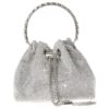 Rhinestone Drawstring Bucket Bag / Crystal Embellished Evening Bag