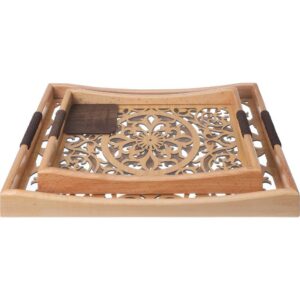 Elsaudi Rectangular Wood Serving Trays – 2pcs